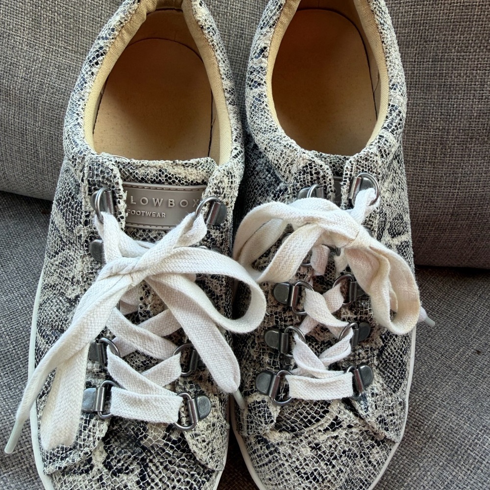 Yellowbox Women's Snake-Print Platform Sneakers - White/Grey - Picture 2 of 3